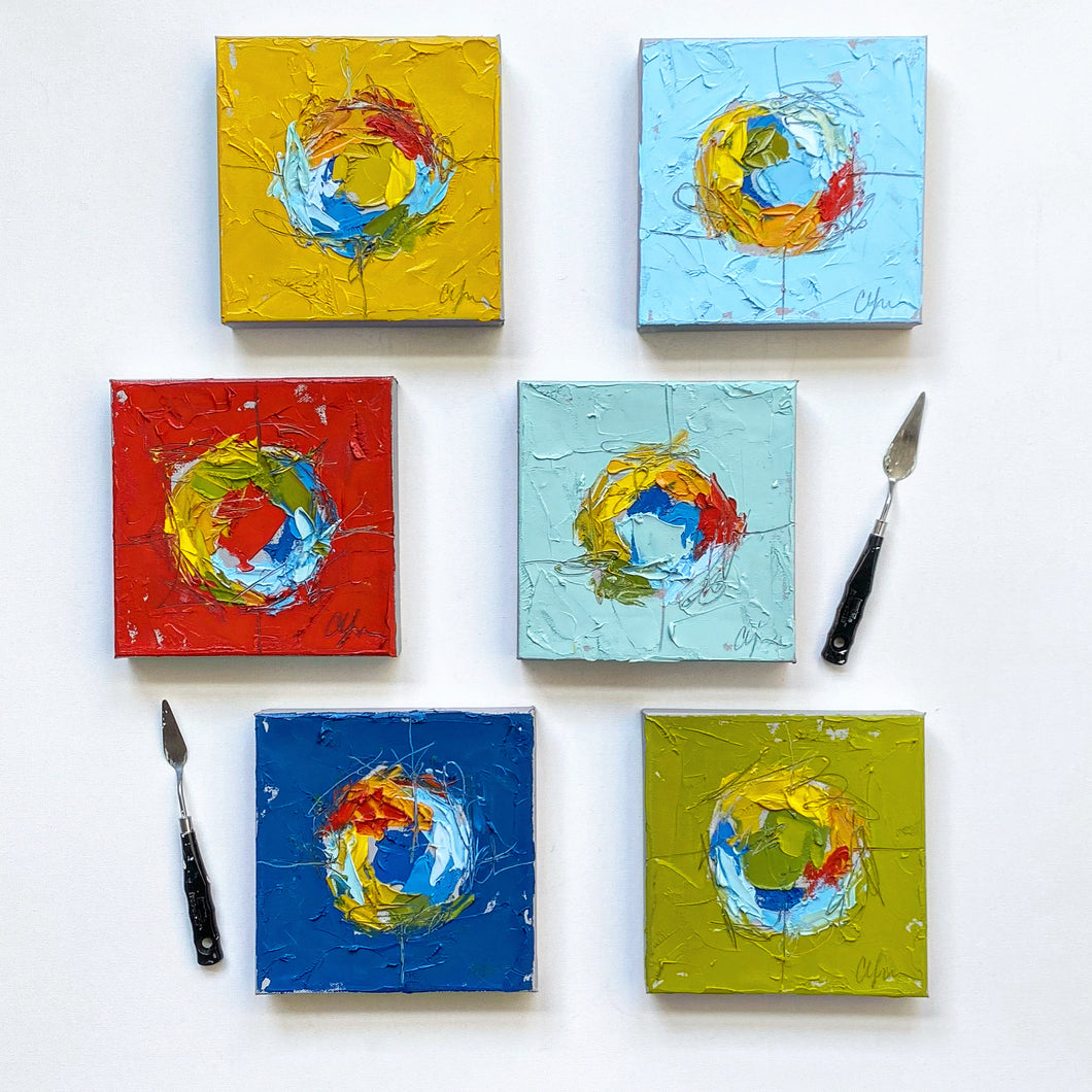 Color Dots 8x8” Oil/Graphite on Canvas