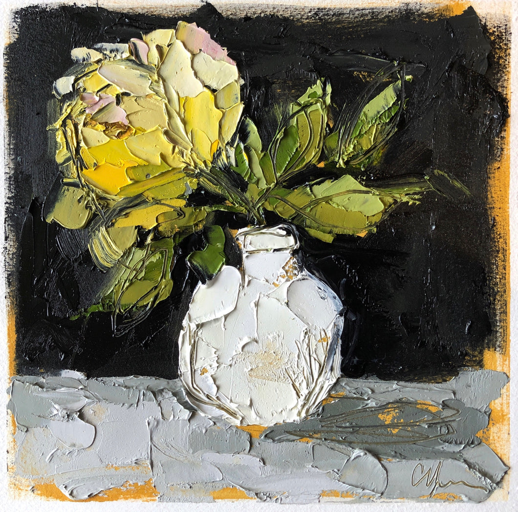 “Little Rose II” 14x14 (8x8) Oil/Graphite on Paper