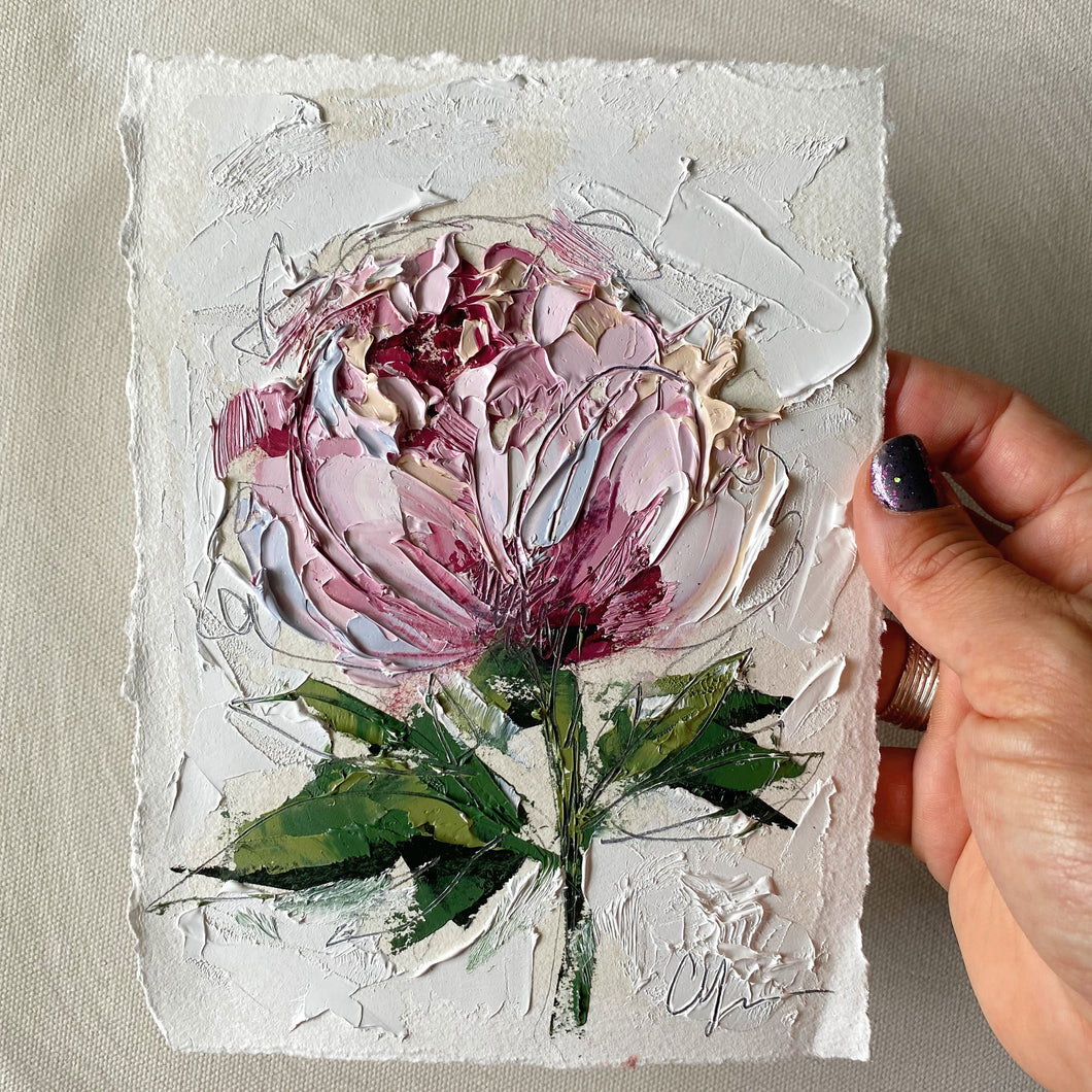 “Peony I 2020” 7x5 Oil on Paper