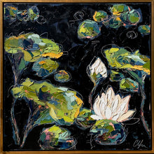 Load image into Gallery viewer, “Lilies and Lotuses V” Framed 24x24 Oil on Canvas