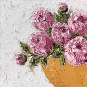 Commission -“Pink Peonies in Gold Bowl II” 20x20 Oil on Canvas
