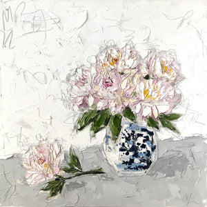 “Peonies in Chinoiserie” 24x24 Oil on Canvas