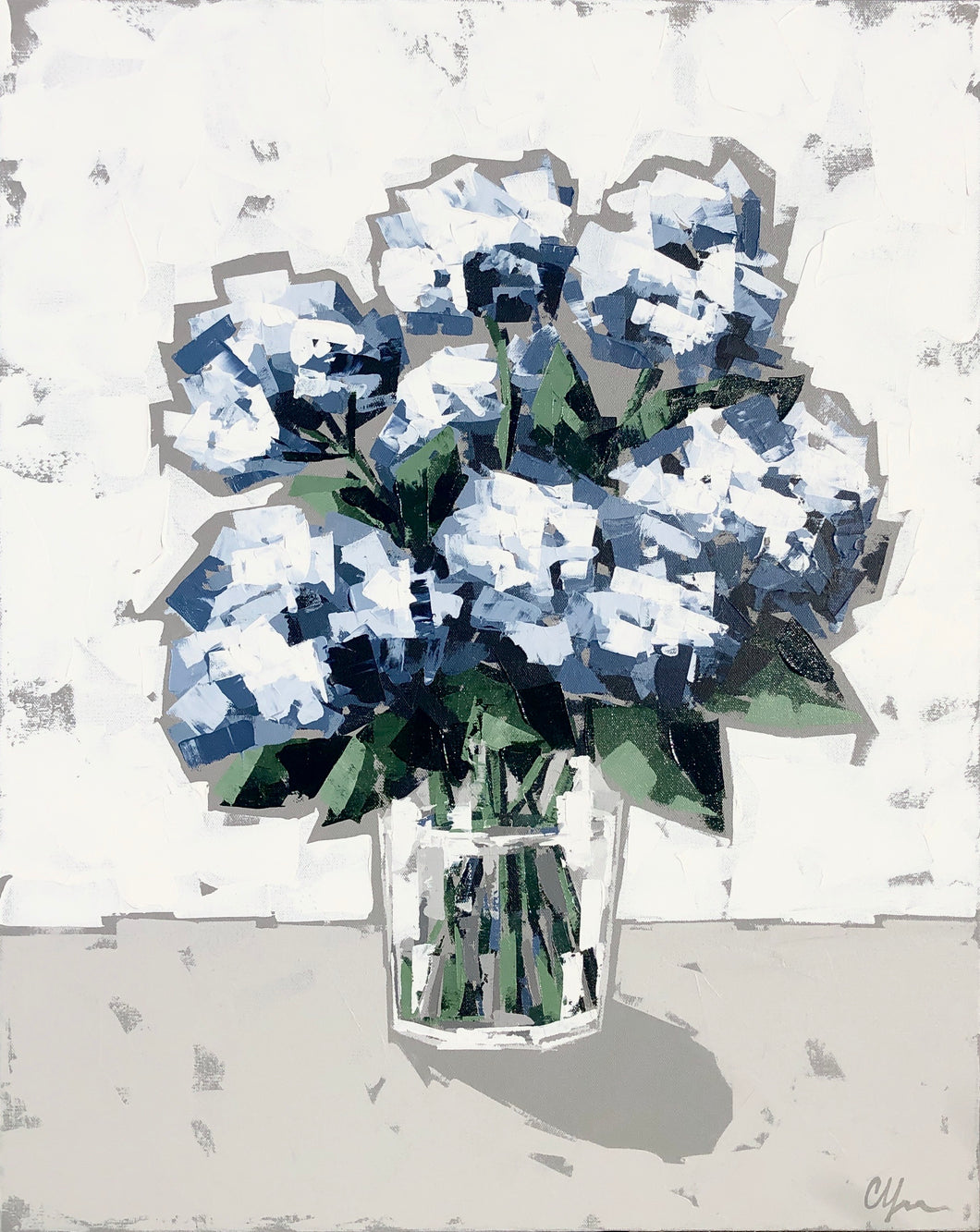 “Hydrangeas in Glass V” 30x24