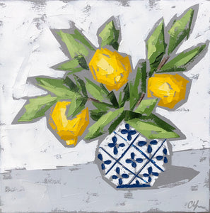 “Lemons in Blue and White no. 1”