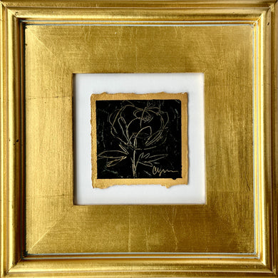 “Gold Peony Sketch II” 4.5x4.5 Oil on Canvas