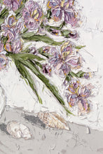 Load image into Gallery viewer, “Irises and Seashells” 48x60 Oil on Canvas