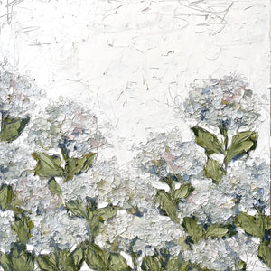 “White Hydrangea Garden" 36x36 Oil on Canvas